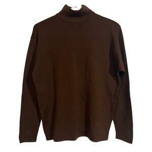 Henri Bendel Merino Wool Turtleneck Sweater Brown Made In Italy Womens Small